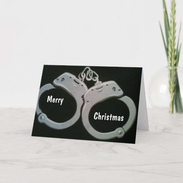 YOU ARE UNDER ARREST MEET ME UNDER THE MISTLEOE HOLIDAY CARD (Front)