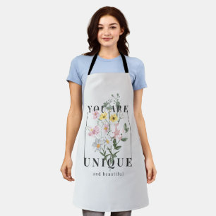 You are Unique Floral Slogan Apron