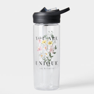 You are Unique Floral Slogan Water Bottle