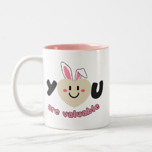 You Are Valuable Motivational Art - Cute Heart  Two-Tone Coffee Mug