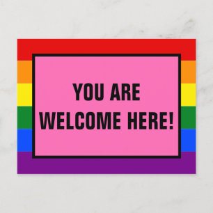 You Are Welcome Here LGBTQ Customer Rainbow Pride Postcard