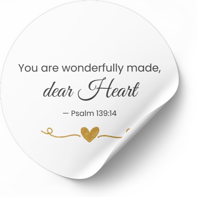 You Are Wonderfully Made Psalm 139:14 Christian  Classic Round Sticker (Creator Uploaded)