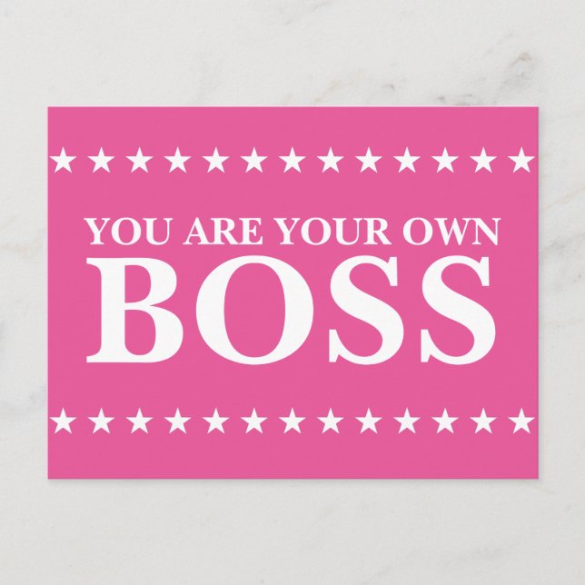 You Are Your Own Boss (Customisable text & colour) Postcard (Front)