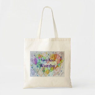 You Art Worthy Hearts Art Tote Bag