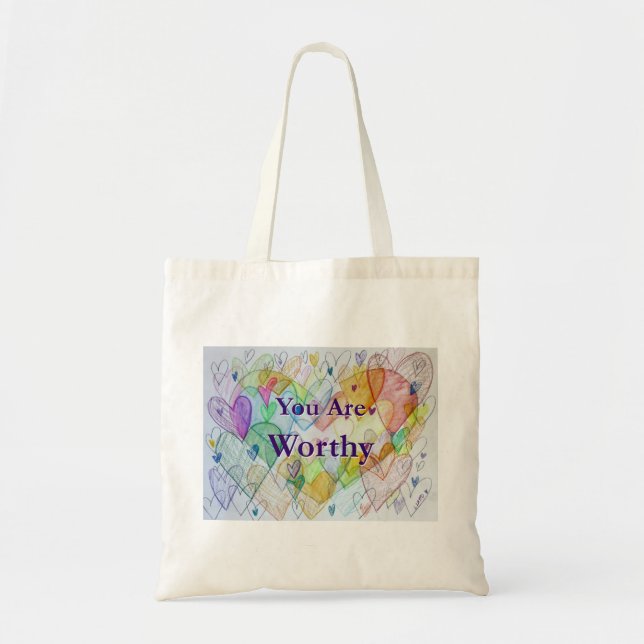 You Art Worthy Hearts Art Tote Bag (Front)