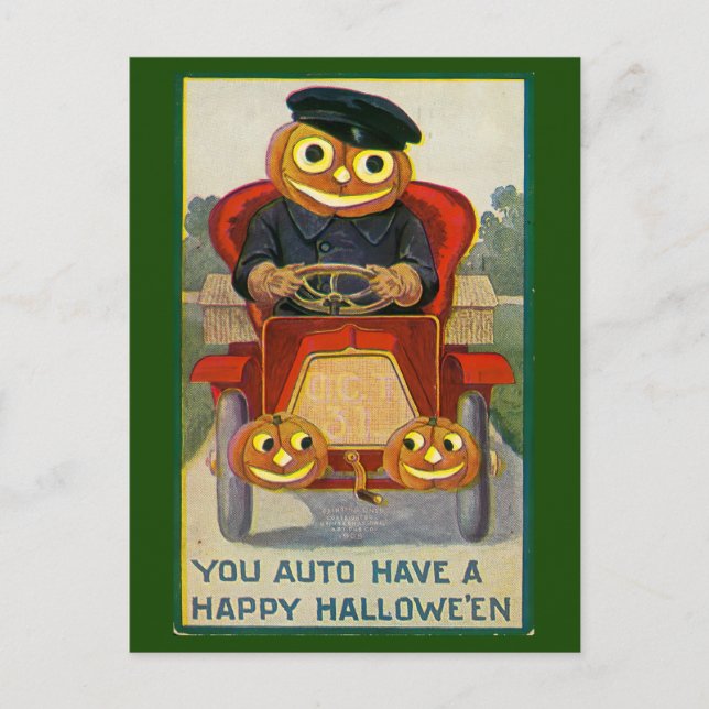 You Auto Have a Happy Hallowe'en Postcard (Front)