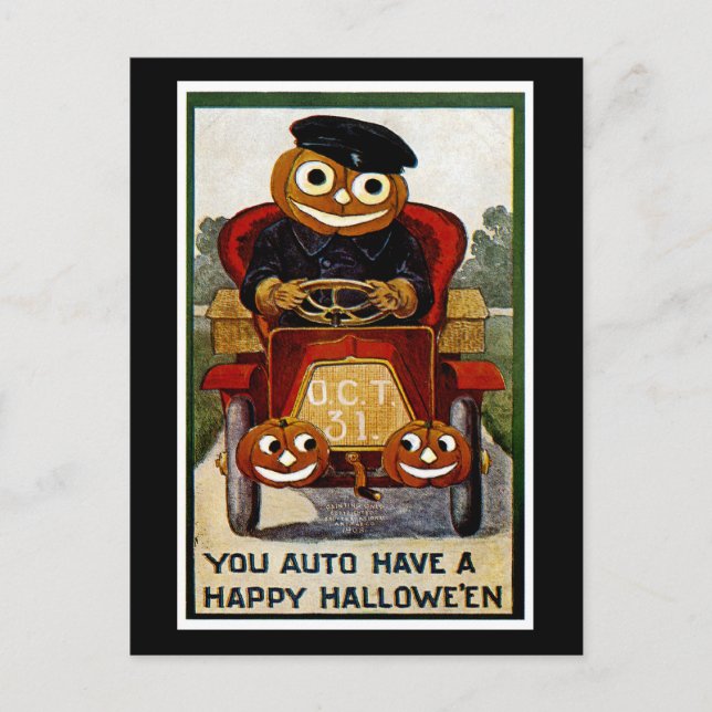 You Auto Have a Happy Halloween Postcard (Front)
