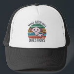 You Axolotl Questions Retro 90s Vintage Sunset Trucker Hat<br><div class="desc">Retro 90s You Axolotl Questions Vintage Sunset cute, axolotl, lover, gift, kawaii, funny, vintage, sunset, retro, axolotl fish, quotes, memes, gifts, You Axolotl Questions
Funny Axolotl T-shirt,  Cute Axolotl T-shirt, Vintage Sunset with Axolotl,  You Axolotl Questions T-Shirt</div>