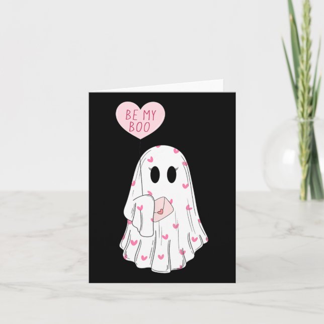 You Be My Boo Funny Spooky Ghost Valentine Day  Card (Front)