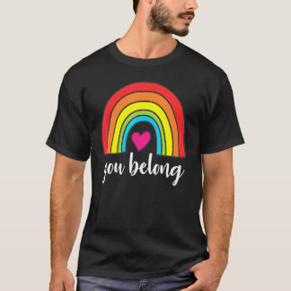 You Belong Rainbow LGBTQ Movement Retro Vintage Eq T-Shirt
