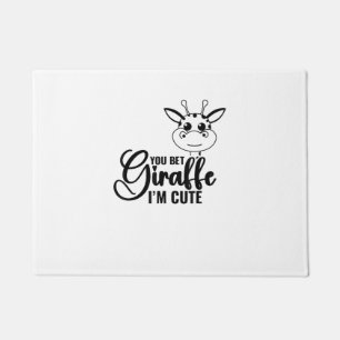 You Bet Giraffe I'm Cute, Funny Baby, Baby Girl  Doormat