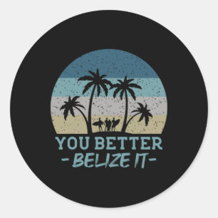 You Better Belize It Surfing Souvenir Surfer Retro Classic Round Sticker