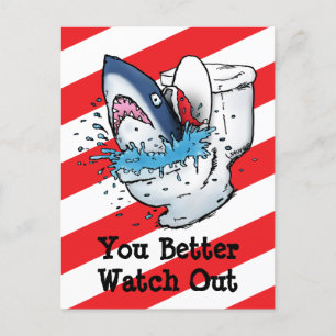 You Better Watch Out - Toilet Shark Holiday Postcard