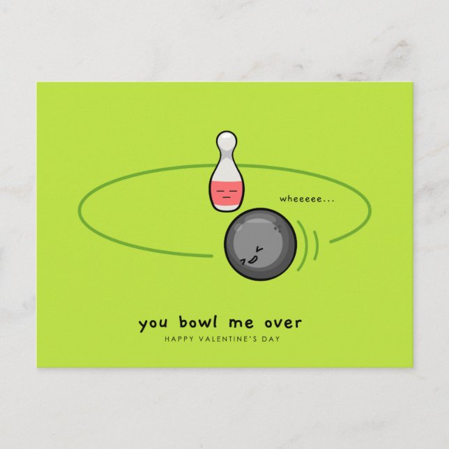 You Bowl Me Over Happy Valentines Day | Love Holiday Postcard (Front)