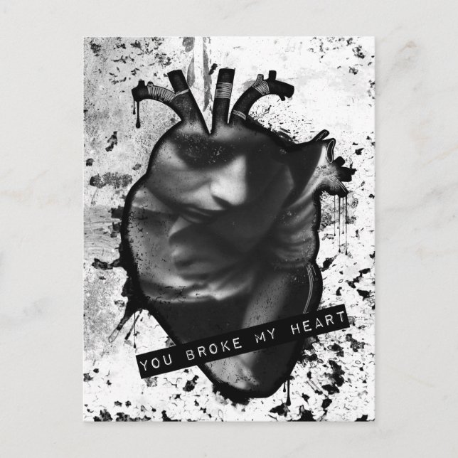 you broke my heart anatomical heart postcard (Front)