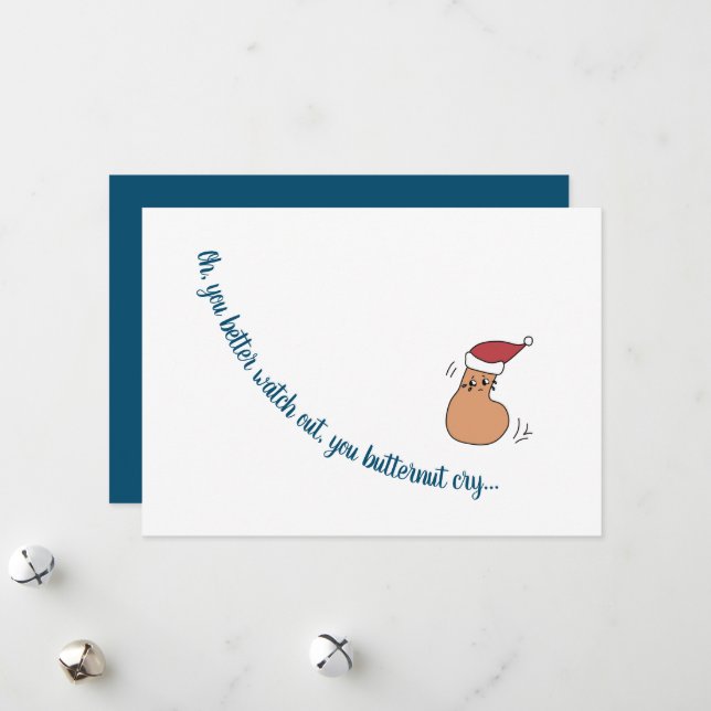 "You Butternut Cry" Personalised Christmas Card (Front/Back In Situ)