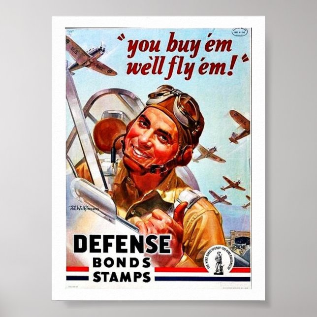 You Buy 'Em We'll Fly 'Em! Defence Bond Stamps Poster (Front)