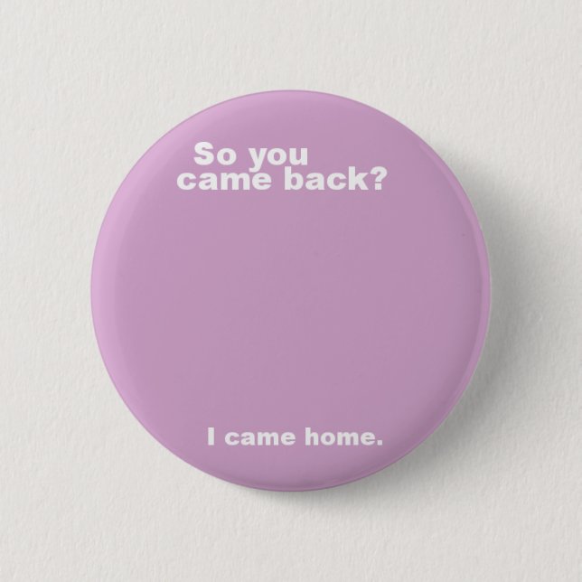 You came back? 6 cm round badge (Front)