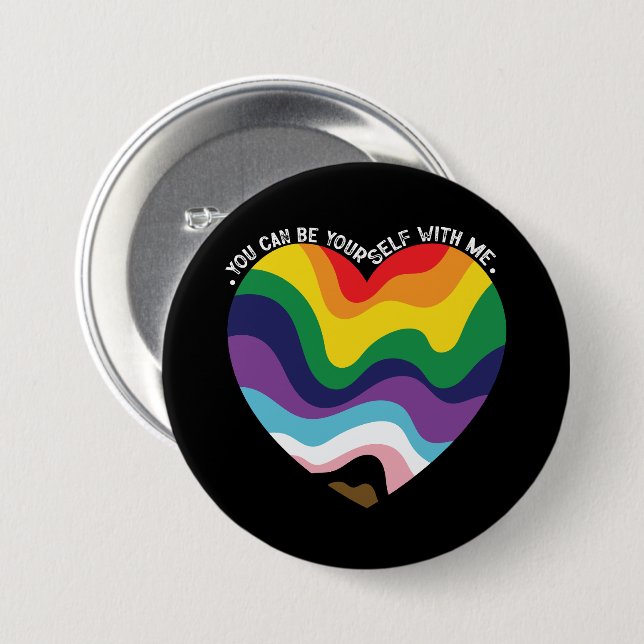 You Can Be Yourself With Me LGBT Transgender Gay  7.5 Cm Round Badge (Front & Back)