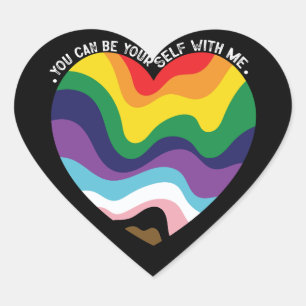You Can Be Yourself With Me LGBT Transgender Gay  Heart Sticker