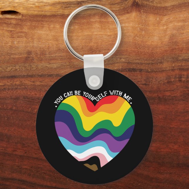 You Can Be Yourself With Me LGBT Transgender Gay  Key Ring (Front)