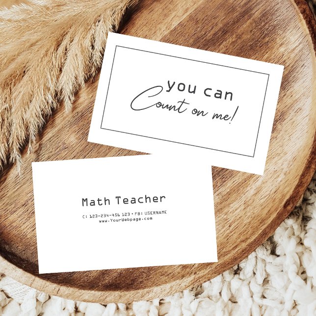 You can count on me math teacher private lessons business card (Creator Uploaded)