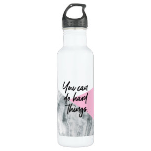 You can do hard thing quote marble and pink 710 ml water bottle
