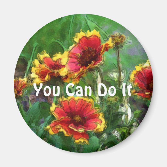 You Can Do It Flowers Motivational Magnet (Front)