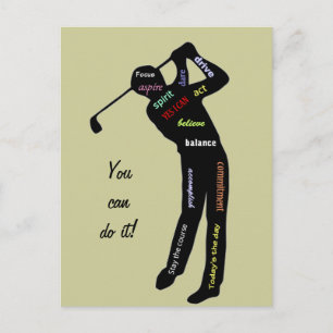 You can do it! Golf, Sport, Motivational Words Postcard