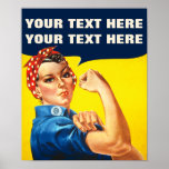 You Can Do It Rosie The Riveter Feminist Poster<br><div class="desc">You Can Do It American Propaganda Custom Poster - This sensational poster has a design based on the uber cool “We Can Do It!” American propaganda poster. Associated with Rosie the Riveter who was instrumental in the movement of women into the paid industrial workforce during World War II. This image...</div>