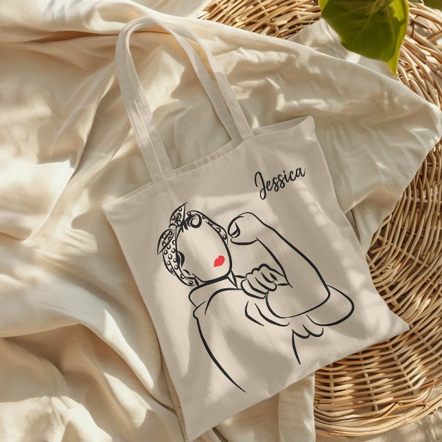 You Can Do It Stylish and Modern Rosie The Riveter Tote Bag (his inspiring tote bag , features an image based on the uber cool “We Can Do It!” Rosie The Riveter.)