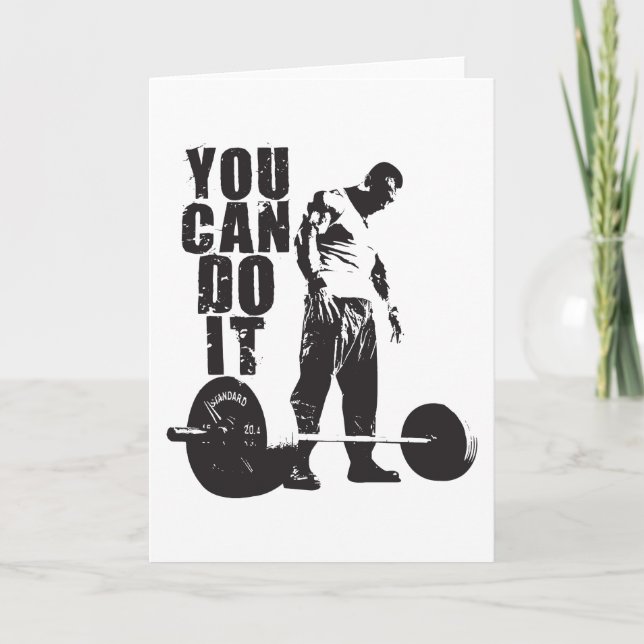 YOU CAN DO IT. Weight Lifting Workout Motivational Card (Front)