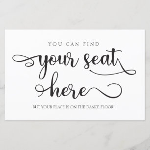 You can find your seat here Black Wedding Sign
