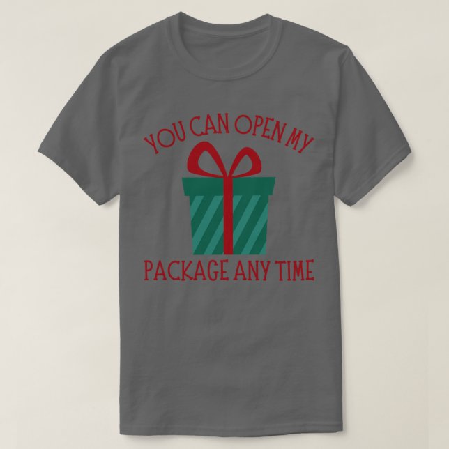 You Can Open My Package Anytime Christmas Humour R T-Shirt (Design Front)