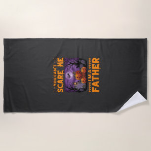 You Can Scare Me Father Halloween Pumpkins Graveya Beach Towel