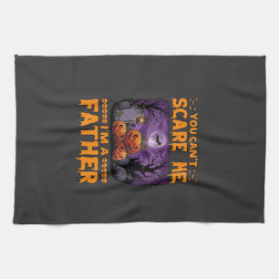You Can Scare Me Father Halloween Pumpkins Graveya Tea Towel