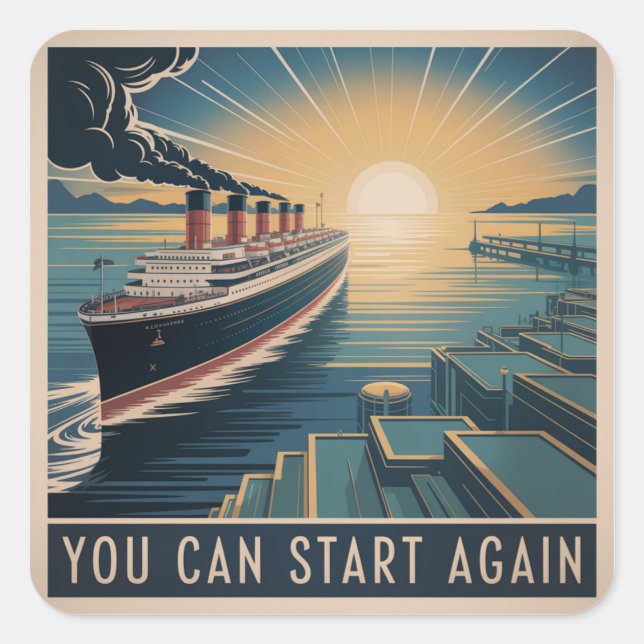 You Can Start Again Square Sticker (Front)