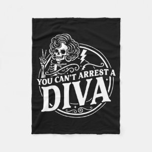 You Cant Arrest Diva Sy Skeleton Peace Sign Goth G Fleece Blanket