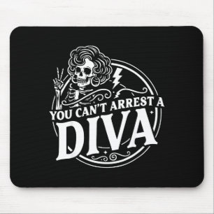 You Cant Arrest Diva Sy Skeleton Peace Sign Goth G Mouse Mat
