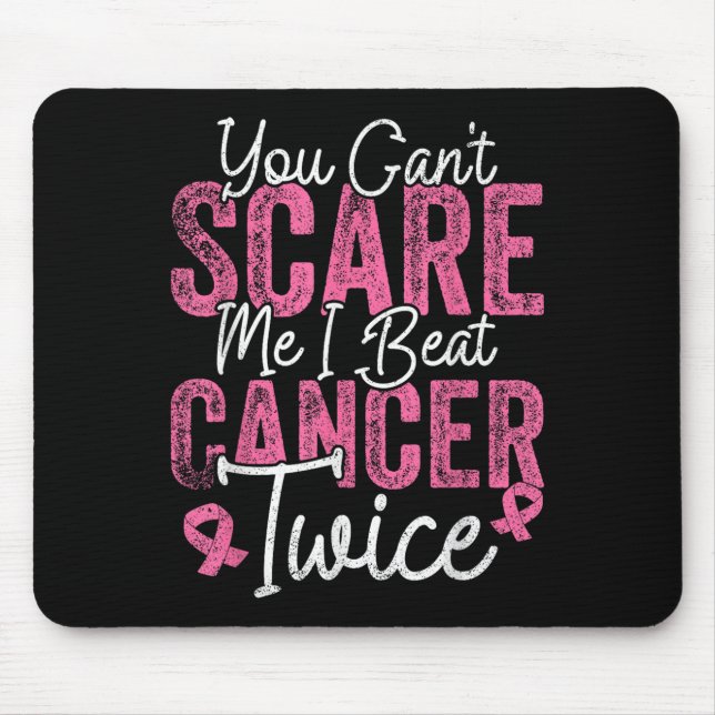 You Can't E Me I Beat Cancer Twice Retro Breast Ca Mouse Mat (Front)