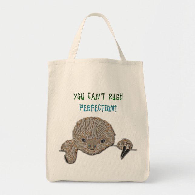 You Can't Rush Perfection Baby Sloth Tote Bag (Front)