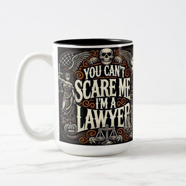 You Can't Scare Me-I'm a Lawyer Personalised  Two-Tone Coffee Mug (Left)
