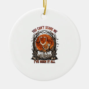 You Cant Scare Me Nurse Halloween Stethoscope Oran Ceramic Tree Decoration