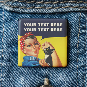 You Cat Do It Rosie The Riveter Feminist 15 Cm Square Badge