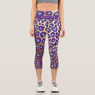 YOU CHOOSE Colours on Gold Cheetah Print Capri Leggings
