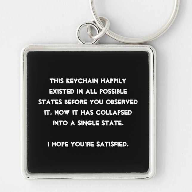 You collapsed it! Quantum Physics Humour Key Ring (Front)