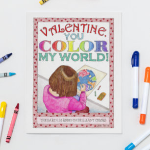You Color my World Valentine (customizable) Holiday Card
