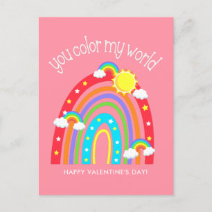 You colour my world Kids Valentine Postcard