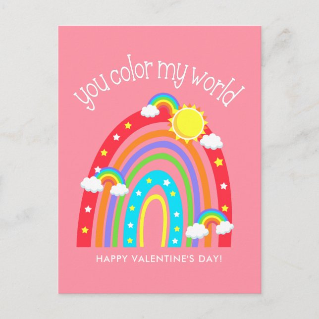 You colour my world | Kids Valentine Postcard (Front)