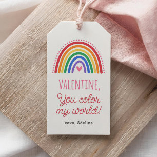 You Colour My World Rainbow Valentines Day Gift Tags